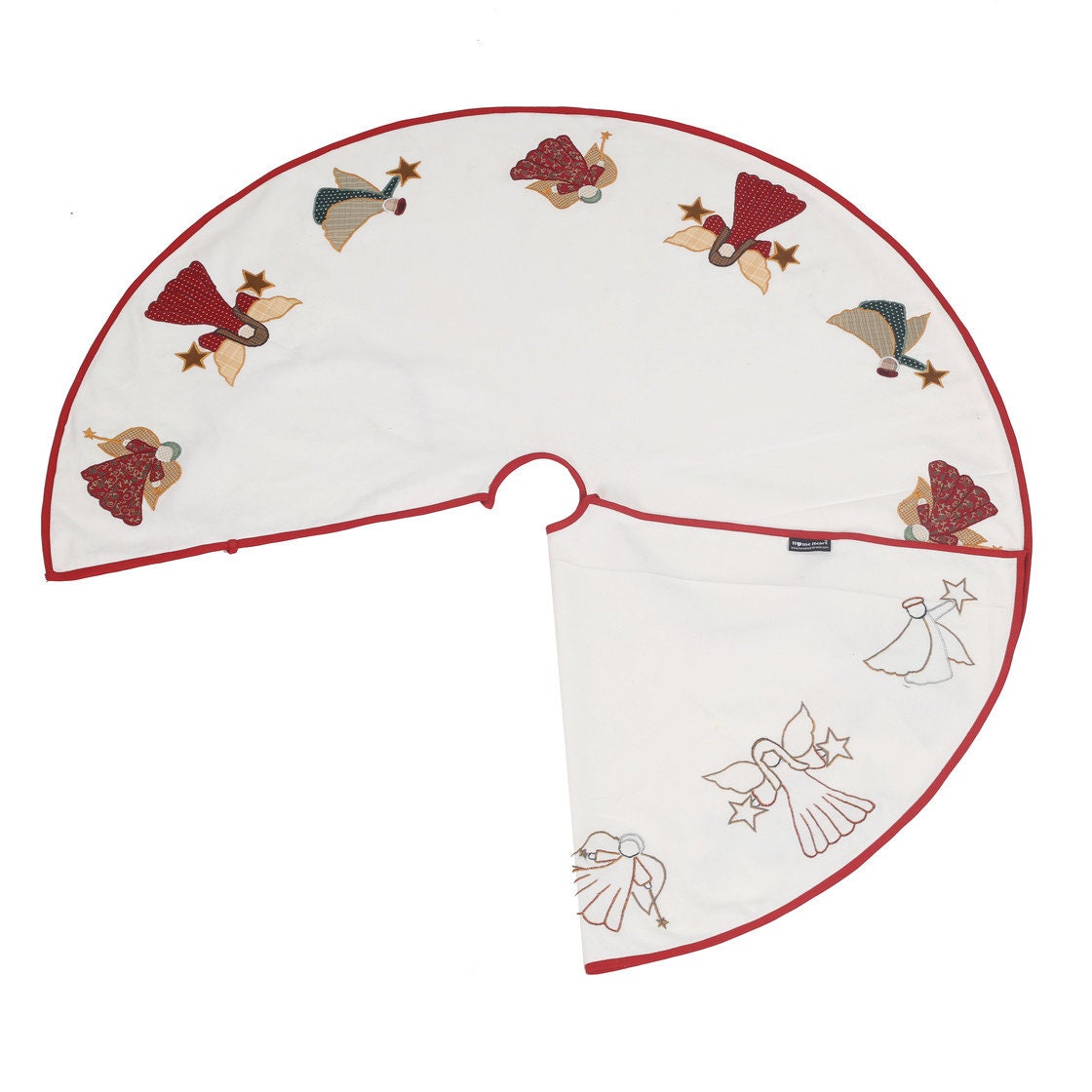 Christmas tree skirt Cotton Sturdy ivory Duck Fabric & multi colour Angel Applique style by HOME HEART Brands
