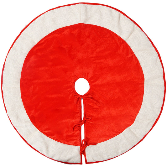 Christmas tree skirt red micro velvet with ivory lurex burlap Thick Double Layer Heirloom Quality by HOME HEART Brands(Made in India)