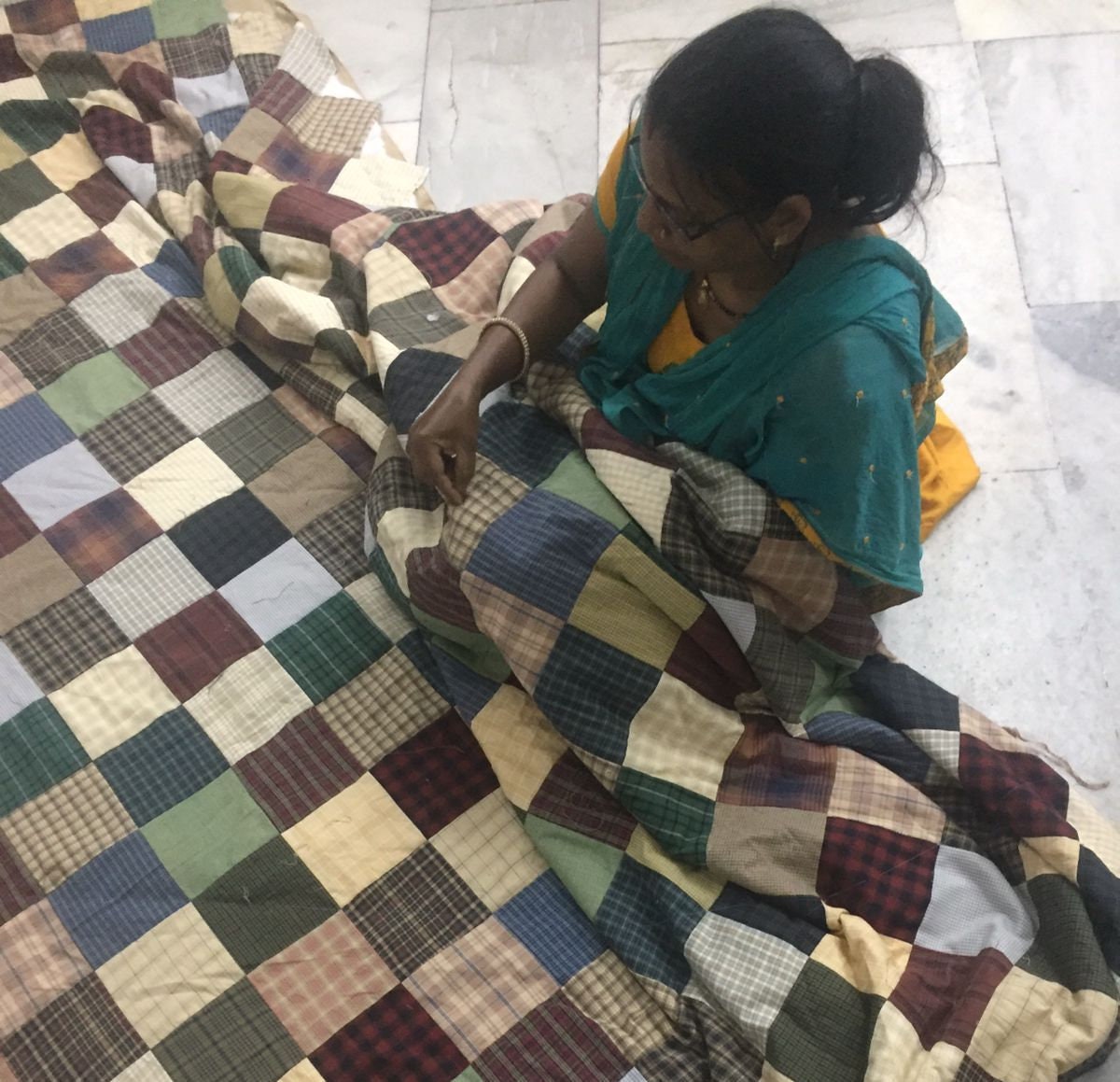 Hand Quilted bedspread Quilt Quilted Square Primitive Country Patchwork Design Mix Plaid Fabric by HOME HEART Brands