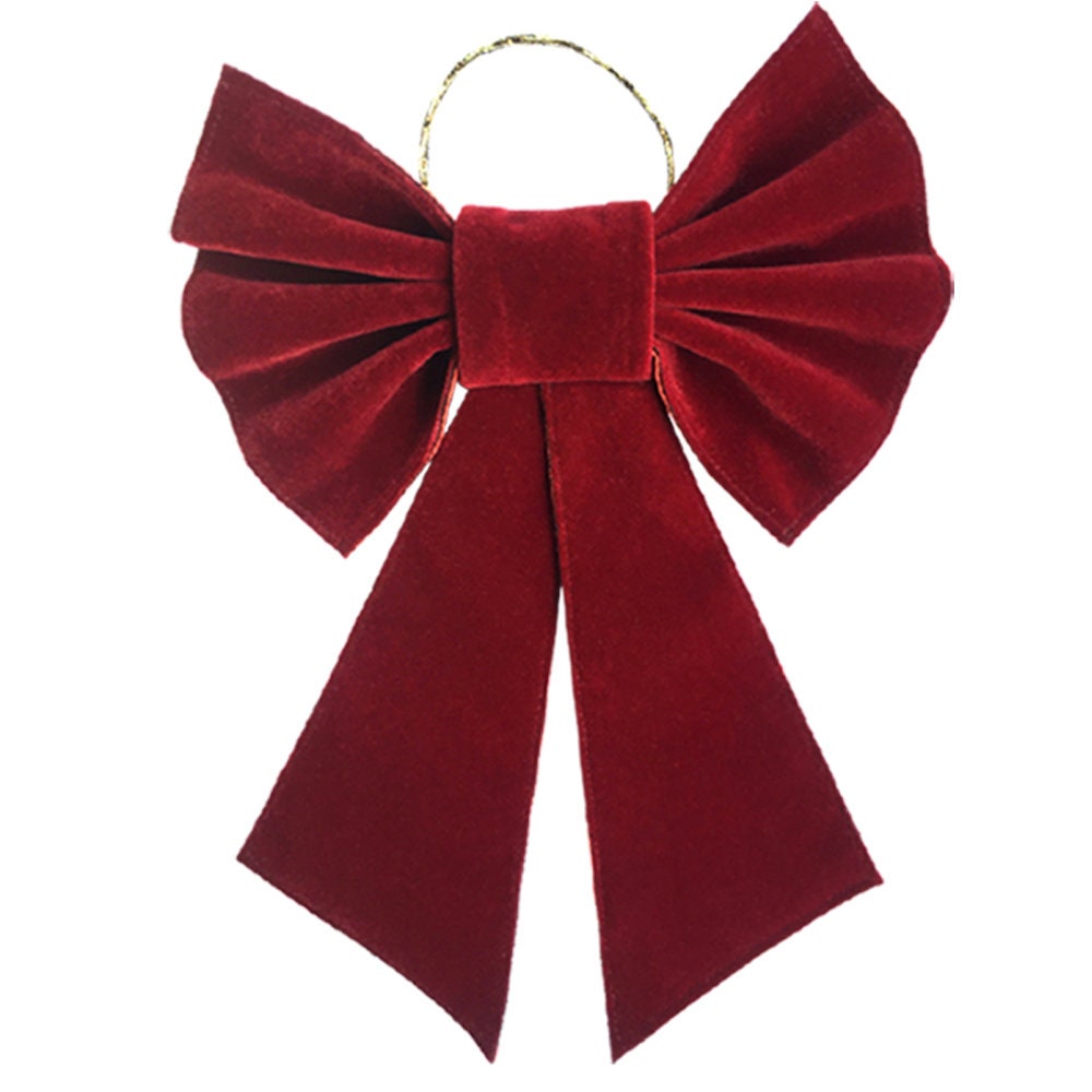 Hand crafted Bow for Wreath,Floral Arrangement,Tree Topper, Swag,Garland elegant cranberry red double layer by HOME HEART Brands( India)