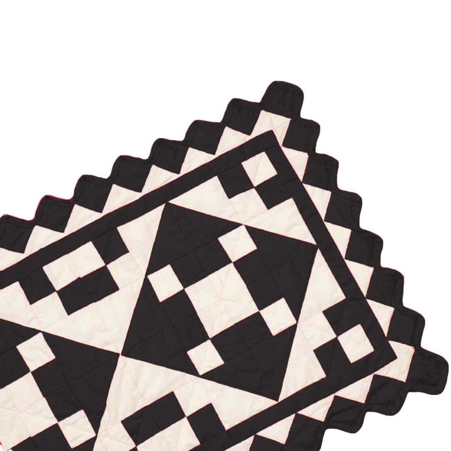 Quilted Table Runners & Toppers patchwork Black diamond square calico cotton fabric by HOME HEART Brands( made in INDIA)