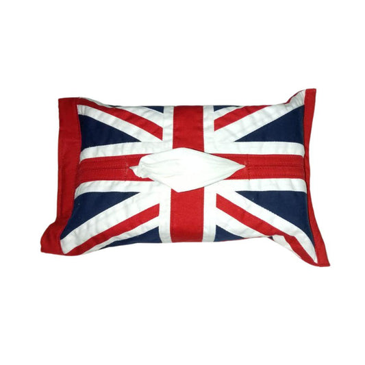Tissue box Cover 8"x12" handcrafted Union Jack patchwork quilted Cover – 100% Cotton by HOME HEART Brands(Made in India)