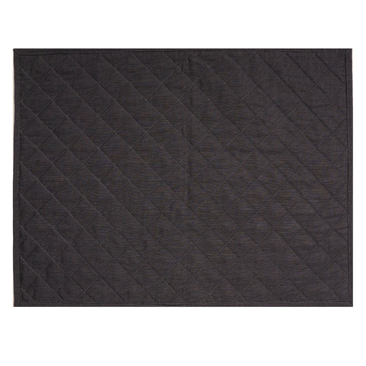 Quilted placemat table mat black 100% cotton chambray 14"X19" by HOME HEART Brands (made in INDIA)