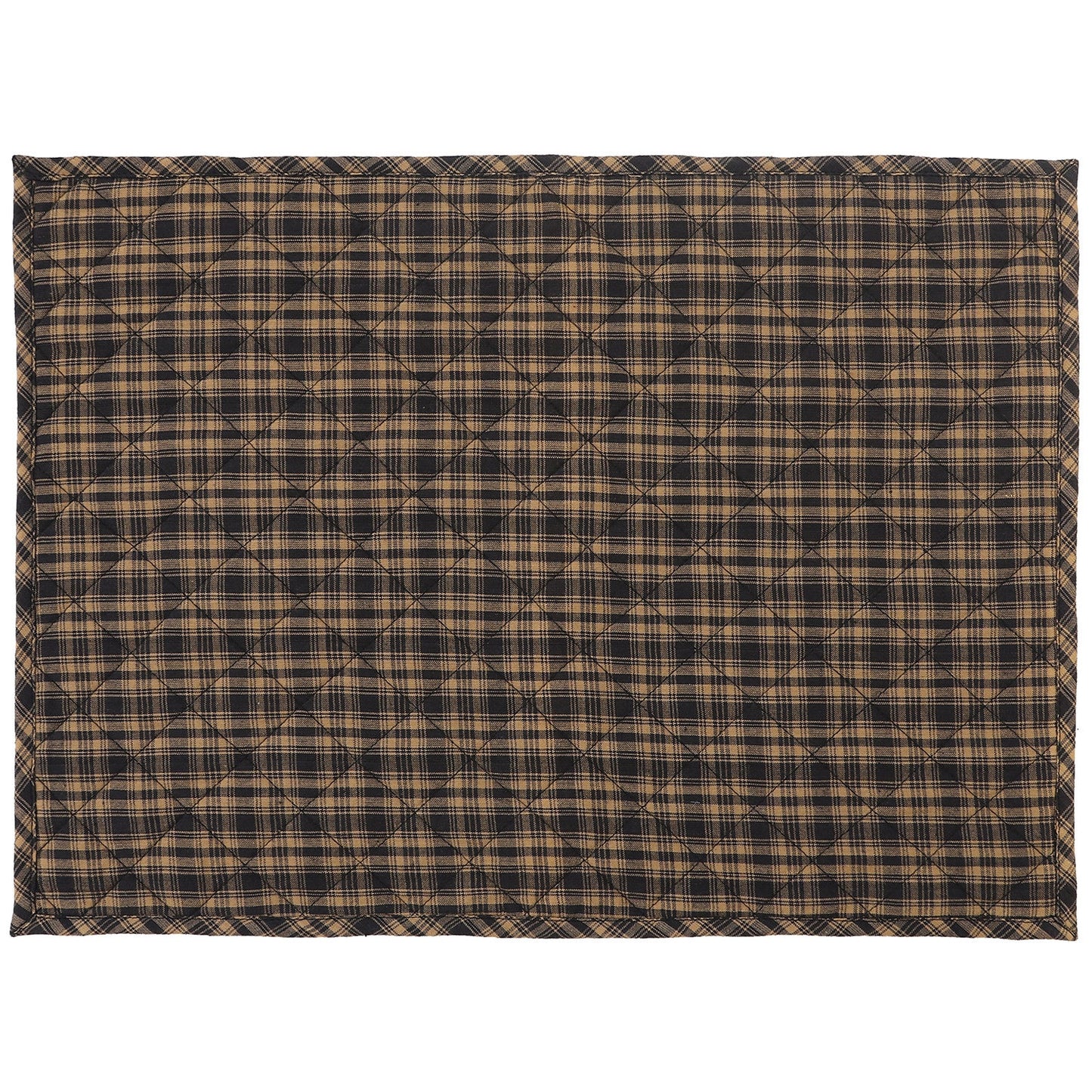 Quilted PLACEMAT Black/Beige Country Plaid Country Plaid 14"X19" by HOME HEART Brands/Tablemat