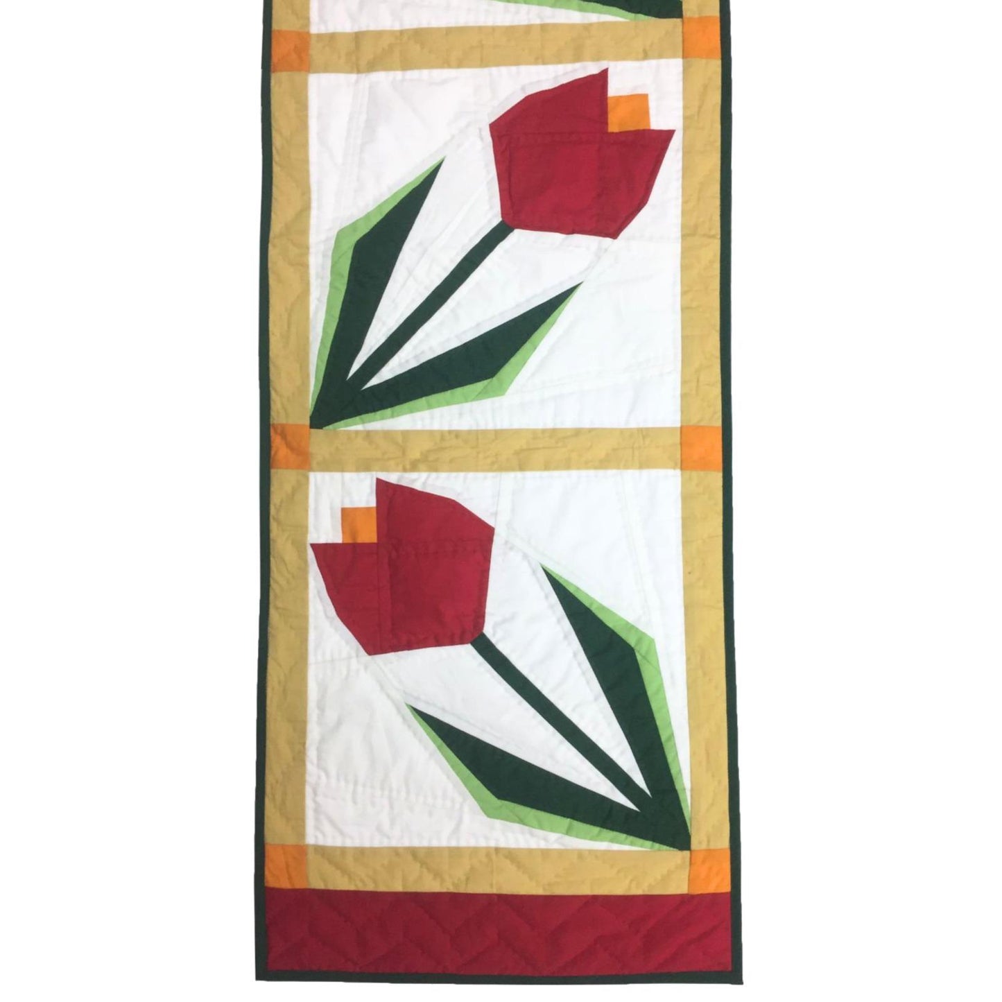 Tulip Flower hand made, hand quilted table runner, throw, patchwork Table Toppers Calico cotton fabric by HOME HEART Brands(made in INDIA)
