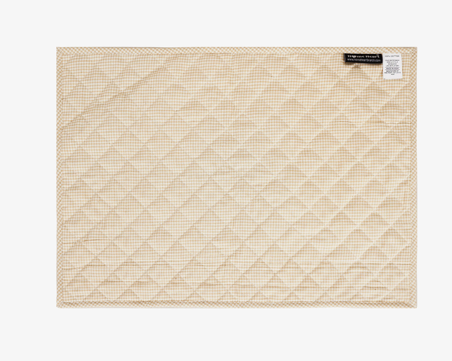 Quilted PLACEMAT & Table toppers Table mat embroidered black star beige gingham Country Plaid 14"X19" by HOME HEART Brands(Made in India)