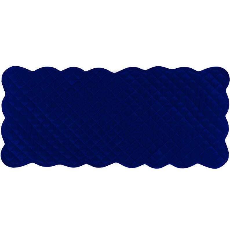 Dupioni silk royal blue quilted Table Runner & Toppers scallop border reversible double layer by Home Heart Brands(made in INDIA)