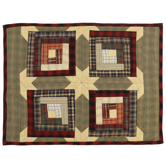 Quilted Placemat & Table toppers Tablemat Country Cabin Green gold by HOME HEART Brands(Made in India)