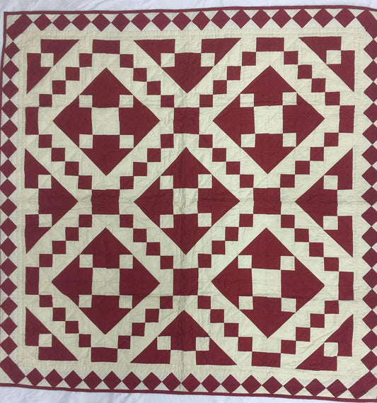 Wall hanging Hand made hand quilted quilt, Throw, Table topper Red Diamond chain square 100% Cotton Heirloom Quality by HOME HEART Brands