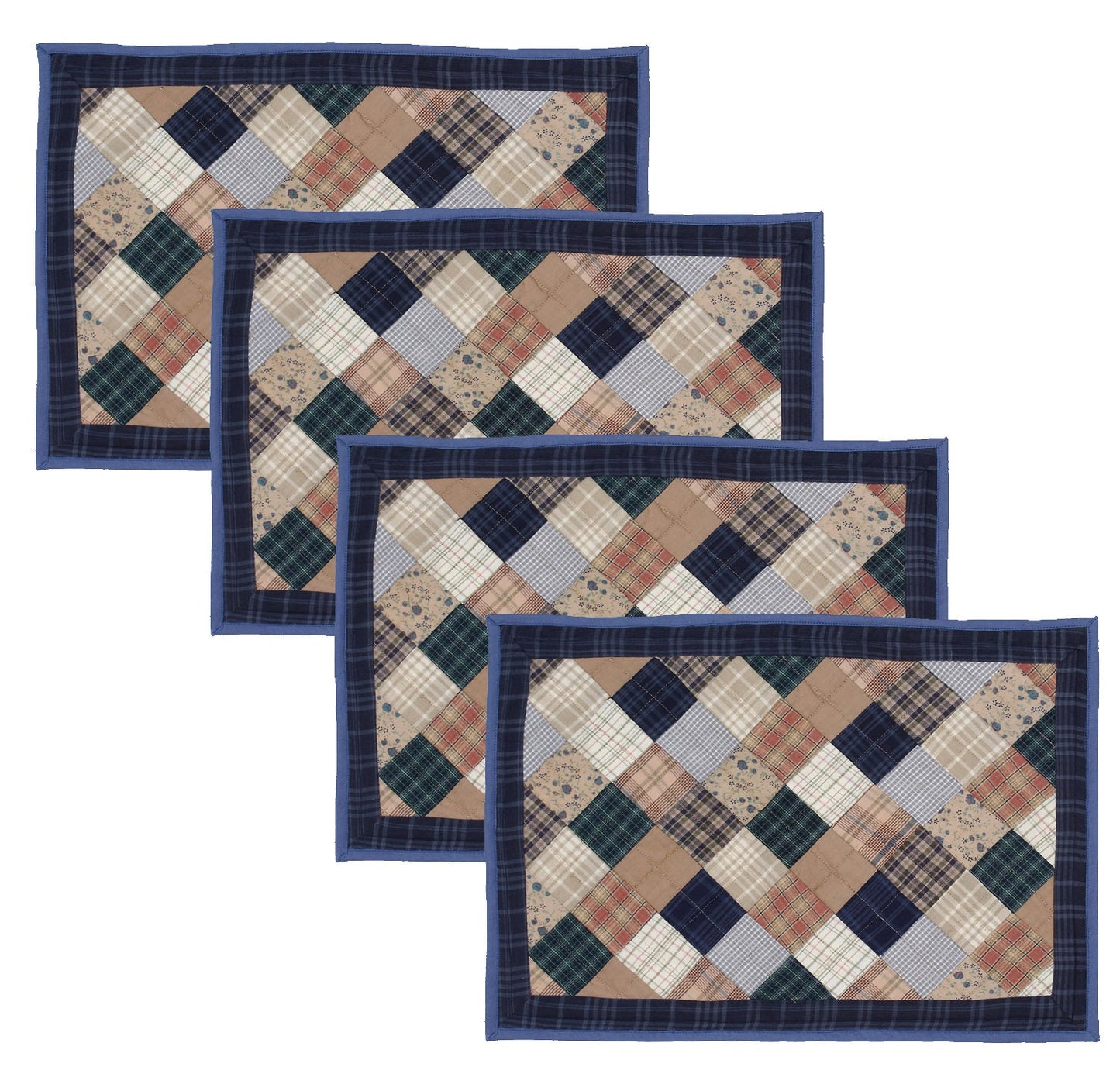 Quilted placemat & table mat patchwork summer mix country plaid, calico print by HOME HEART Brands( made in INDIA)