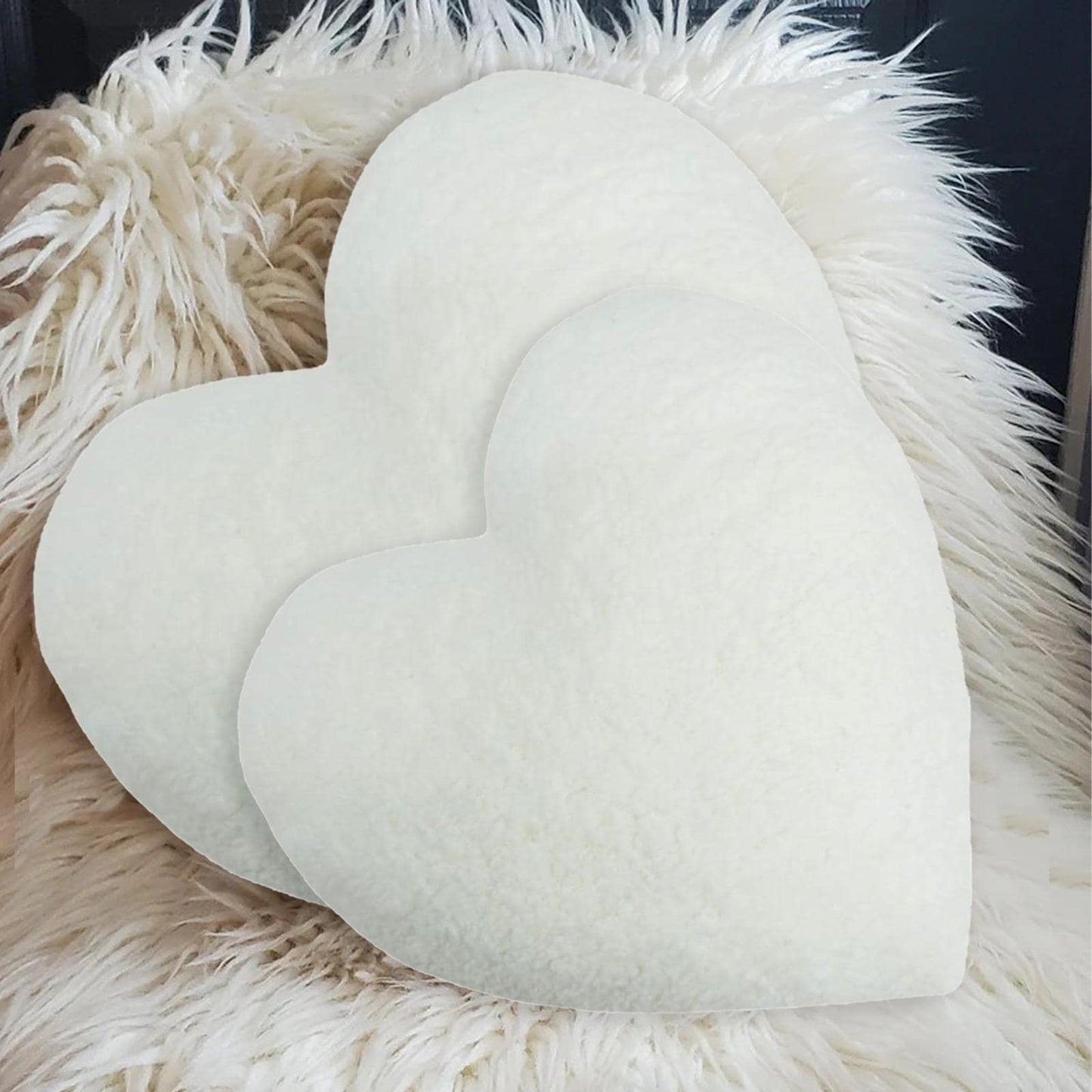 Sherpa Heart pillow soft plush, neutral heart pillow, neutral heart decor, sherpa heart shaped pillow by HOME HEART Brands (Made in India)