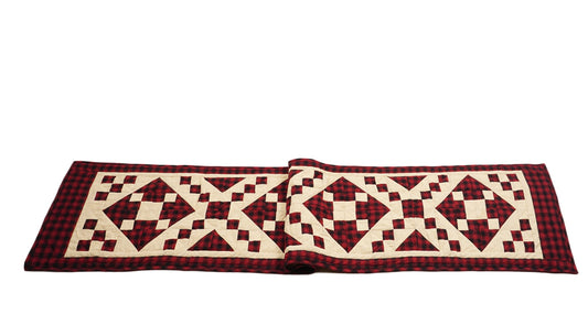 Quilted Table Runner & Toppers patchwork red diamond square cotton plaid fabric heirloom quality by HOME HEART Brands(Made in India)
