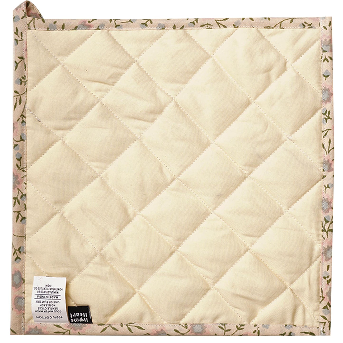 Quilted Pot Holder/Table topper/hot pads patchwork for kitchen Calico Country floral 9"x9" by HOME HEART Brands( Made in India)