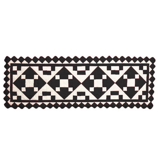 Quilted Table Runners & Toppers patchwork Black diamond square calico cotton fabric by HOME HEART Brands( made in INDIA)