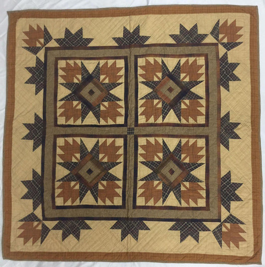 Hand made wall hanging quilt, Throws, Table topper Hand quilted Autumn leaves star 44"x44" Cotton Heirloom Quality by HOME HEART Brands