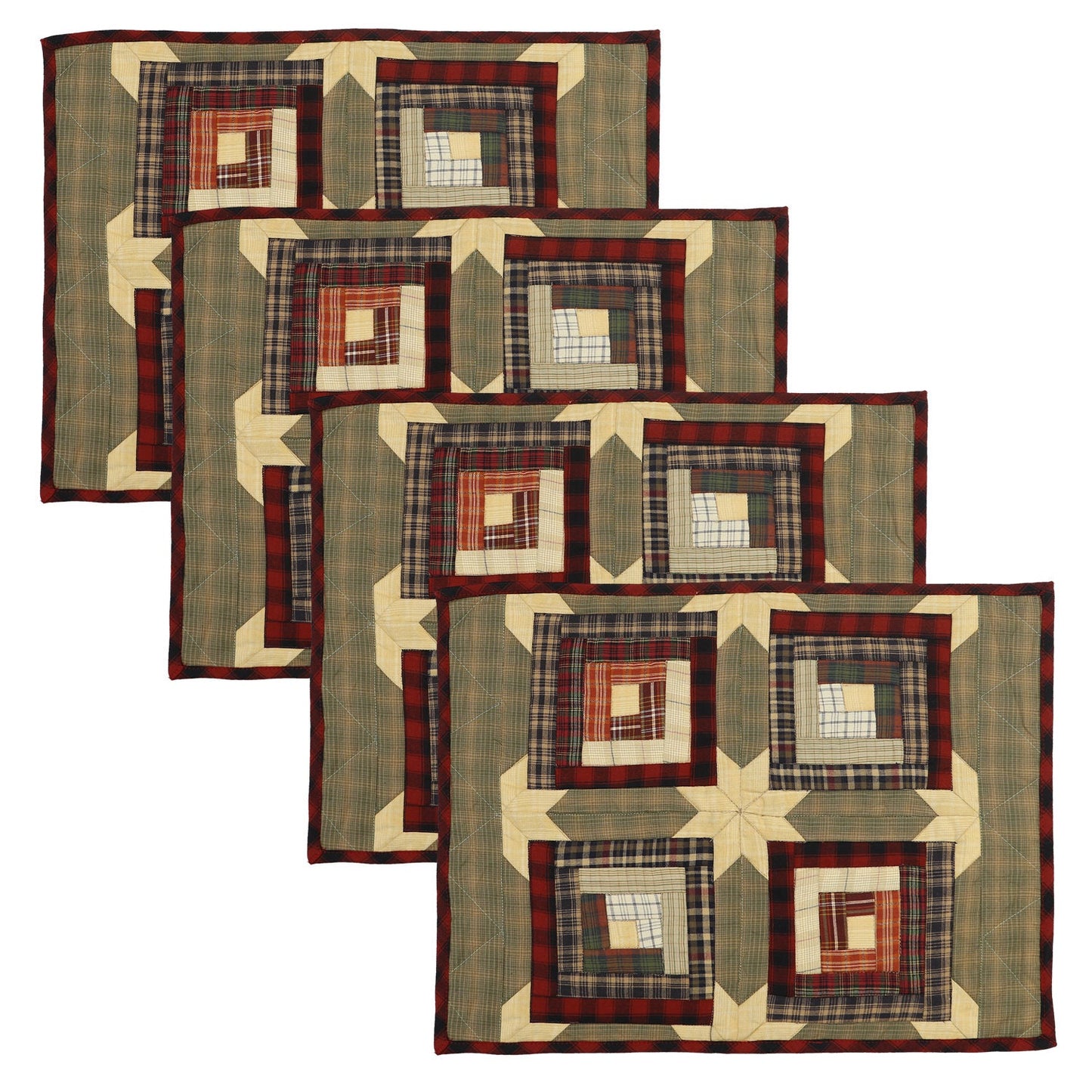 Quilted Placemat & Table toppers Tablemat Country Cabin Green gold by HOME HEART Brands(Made in India)