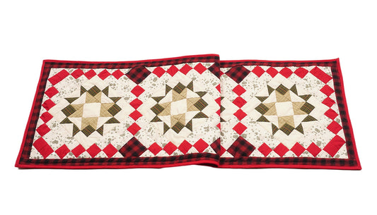 Quilted Table Runner & Toppers patchwork twinkle star plaid calico print plain fabric by HOME HEART Brands(Made in India)