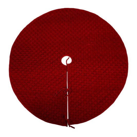 Christmas tree skirt classic burgundy dark red micro Velvet Quilted Thick Double Layer by HOME HEART Brands