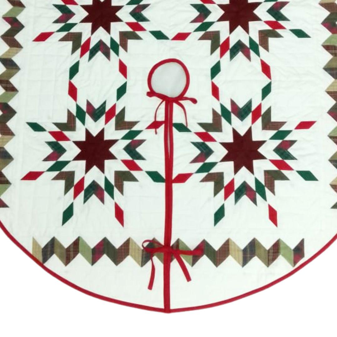 Christmas tree skirt patchwork Star Garland Quilted Christmas Tree Skirt - Calico Patchwork, Handmade by HOME HEART Brands( Made in India)