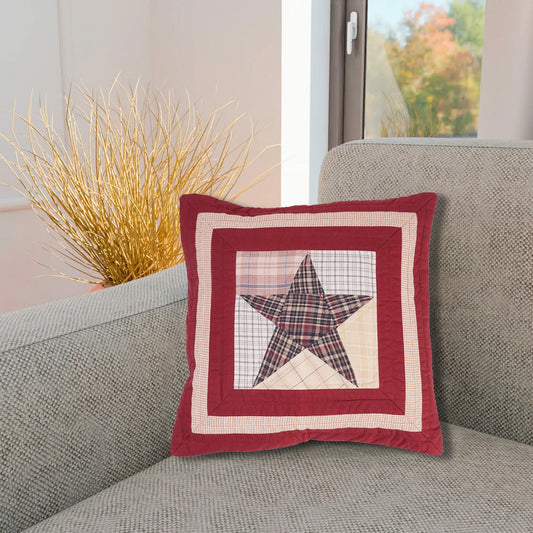 Pillow cover 16"x16" inch hand quilted cushion cover, decorative throw pillow, Primitive country star by HOME HEART Brands(made in India)