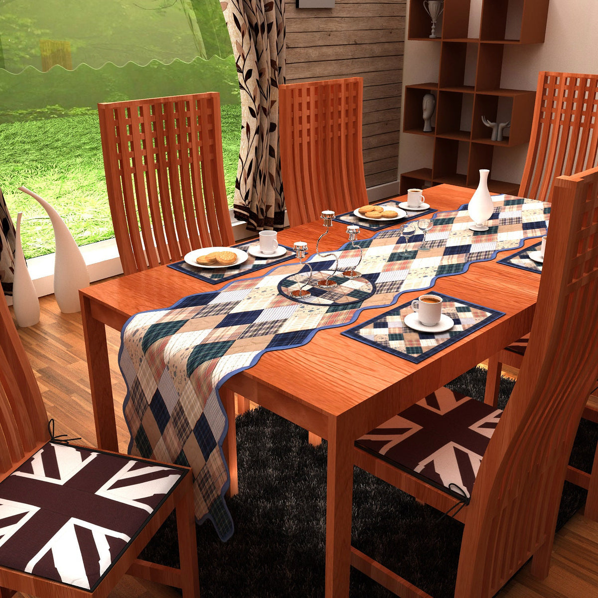 Quilted placemat & table mat patchwork summer mix country plaid, calico print by HOME HEART Brands( made in INDIA)