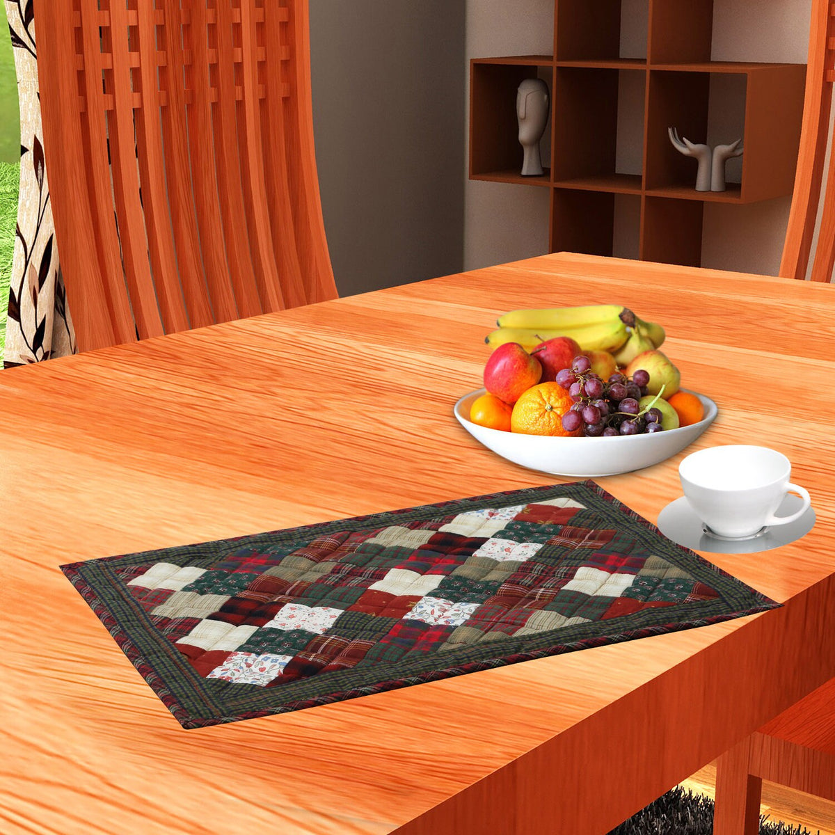 Quilted placemats / Tablemat patchwork 14"X19" Winter mix country by HOME HEART Brands(Made in India)