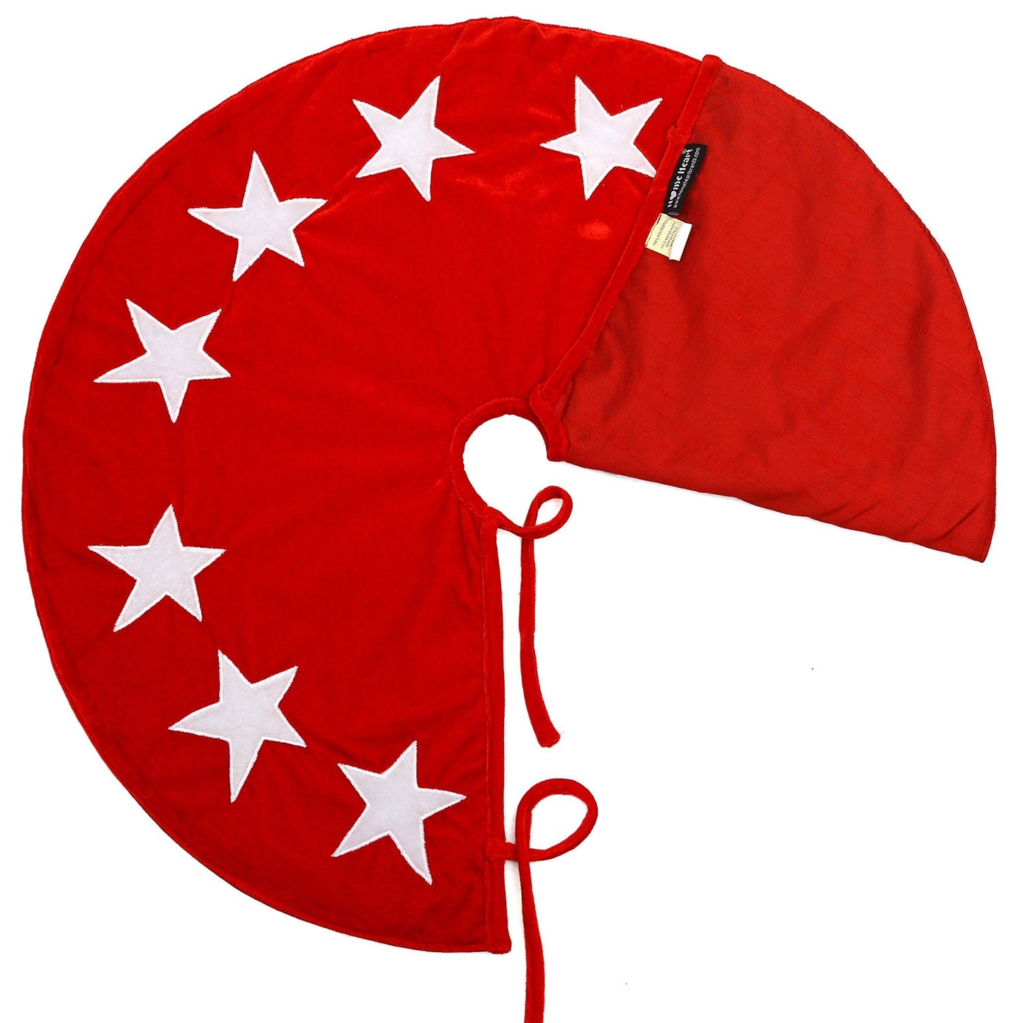 Christmas tree skirt classic micro red Velvet fabric with Star Applique Thick Double Layer by HOME HEART Brands