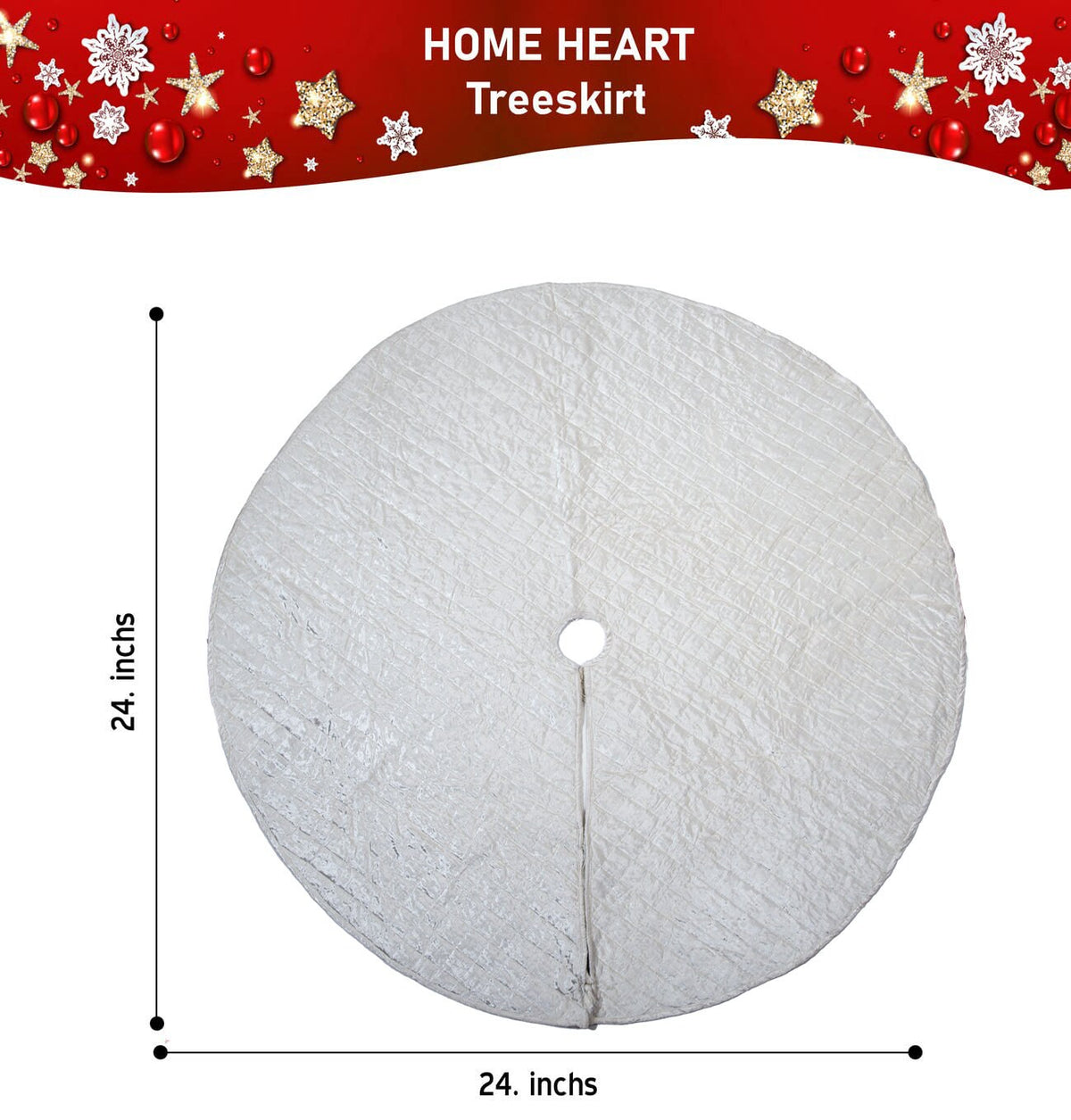 Christmas tree skirt classic micro ivory Velvet Quilted Thick Double Layer by HOME HEART Brands