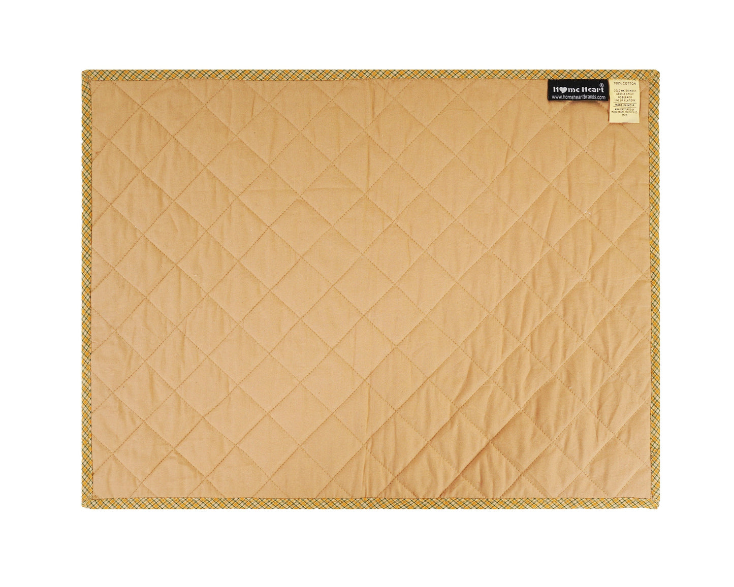 Quilted PLACEMAT pumpkin yellow Country Plaid 14"X19" by HOME HEART Brands/Tablemat