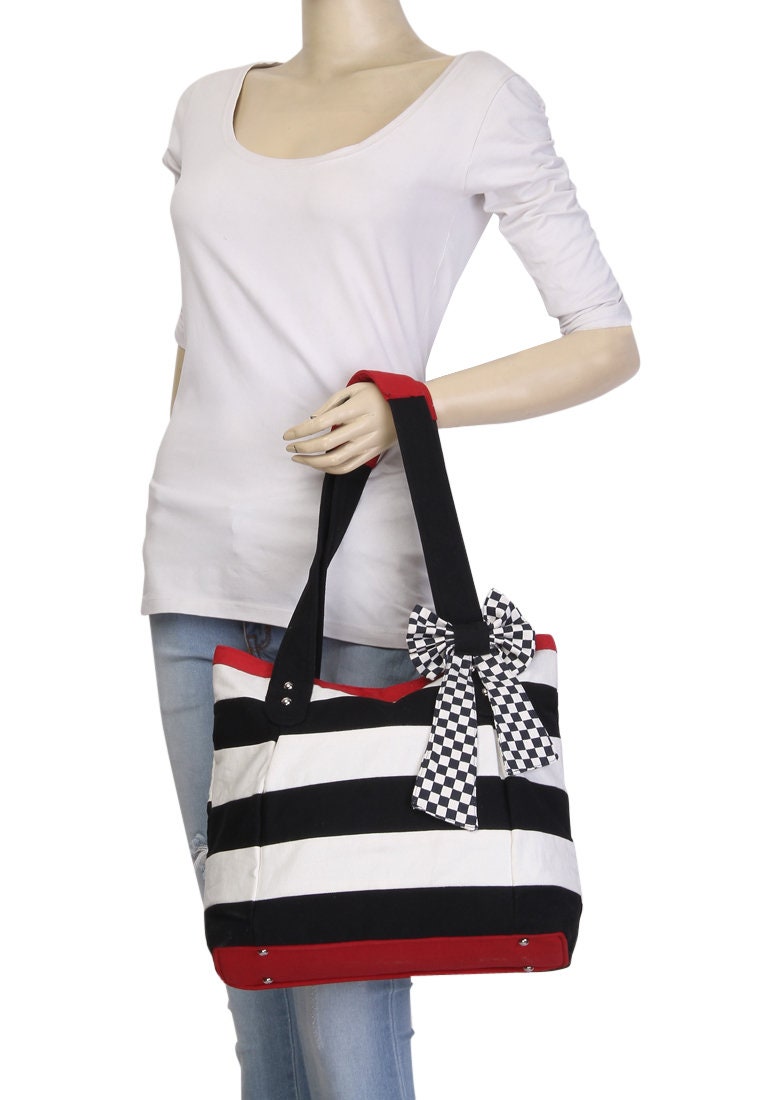 Hand bag duck cotton canvas bag hand crafted bow FRANCES bag by HOME HEART Brands(Made in India)