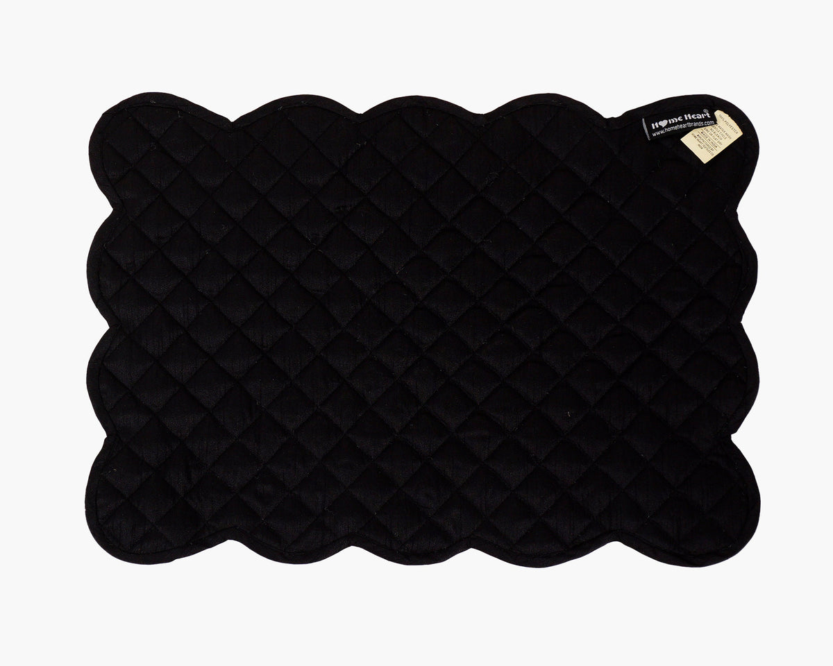Dupioni Silk black reversible Quilted Table runner, Trivet, placemat & Table toppers design by HOME HEART Brands