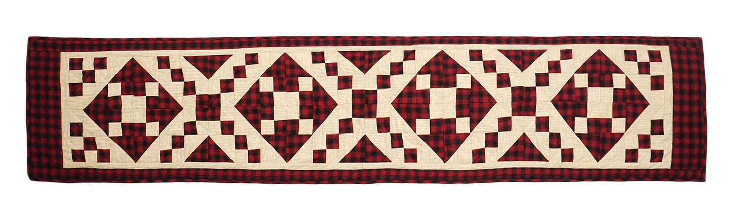 Quilted Table Runner & Toppers patchwork red diamond square cotton plaid fabric heirloom quality by HOME HEART Brands(Made in India)
