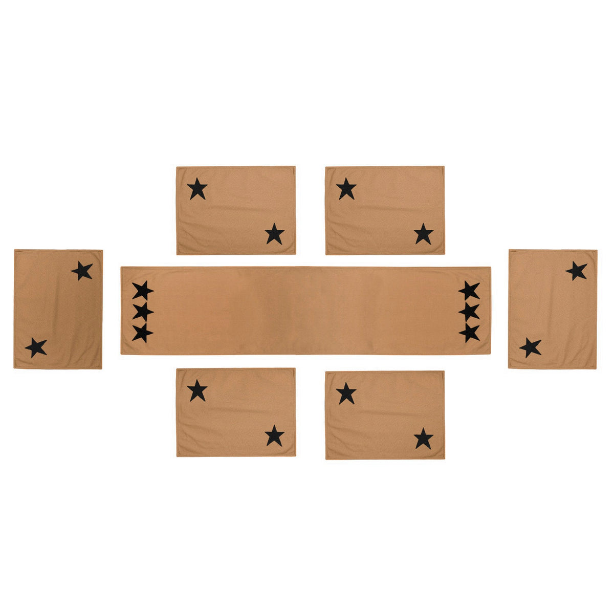 Cotton placemat & Toppers Premium tapestry cotton fabric beige with black star applique embroidered by Home Heart Brands(Made in India)