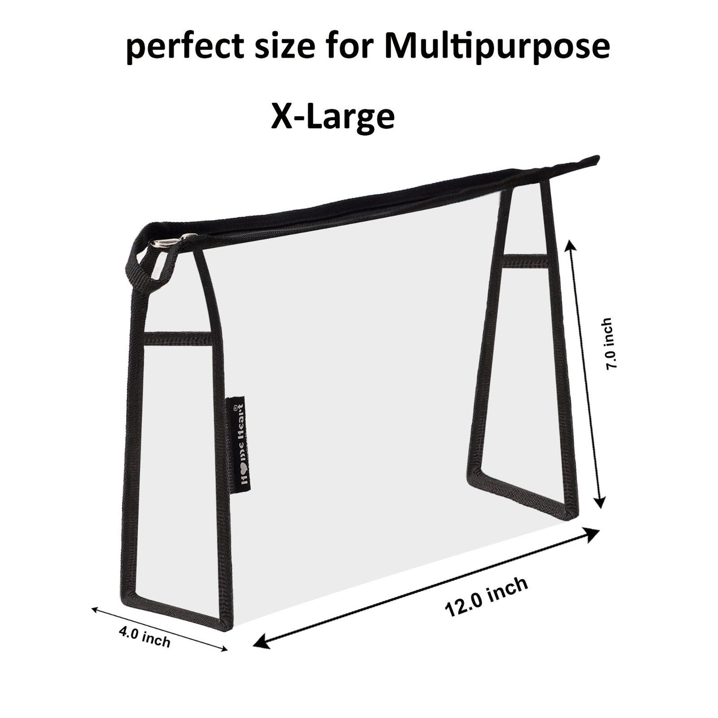 Clear Vinyl Organizer Toiletry Cosmetics Makeup Pouch Multi-purpose 4 ,3,2 pack X-Large Size 12"X7"X4" by HOME HEART Brands (Made in India)