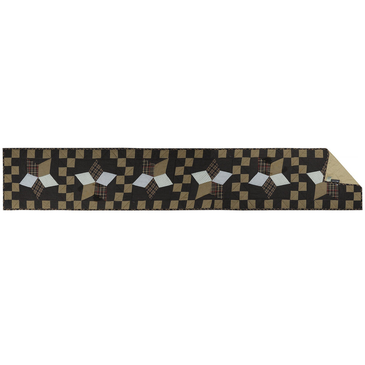 Quilted patchwork Table Runner & Toppers Blazing Country star plaid by HOME HEART Brands(Made India)