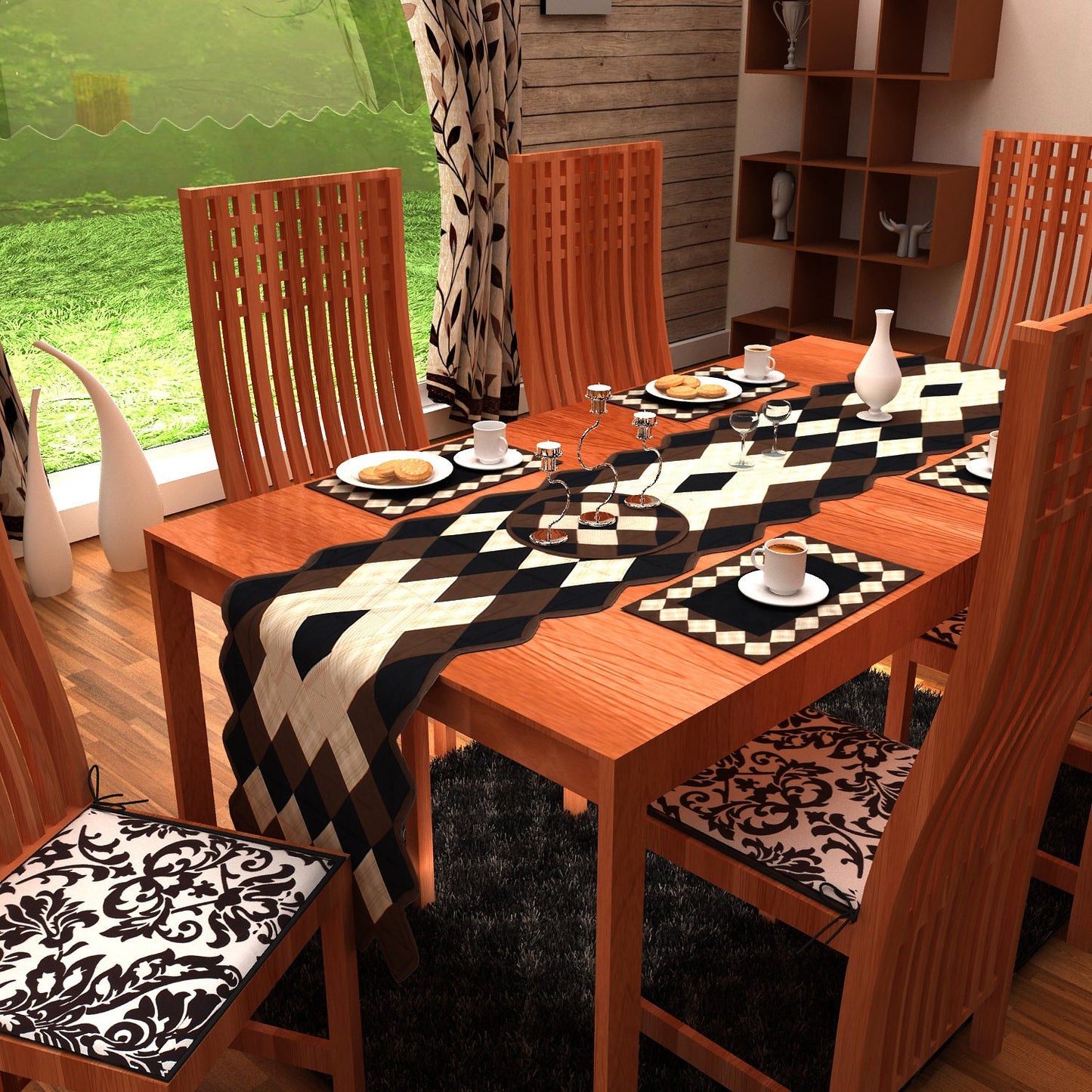 Quilted Table Runner & Toppers patchwork country Trip around the world plaid mix by HOME HEART Brands(Made in India)