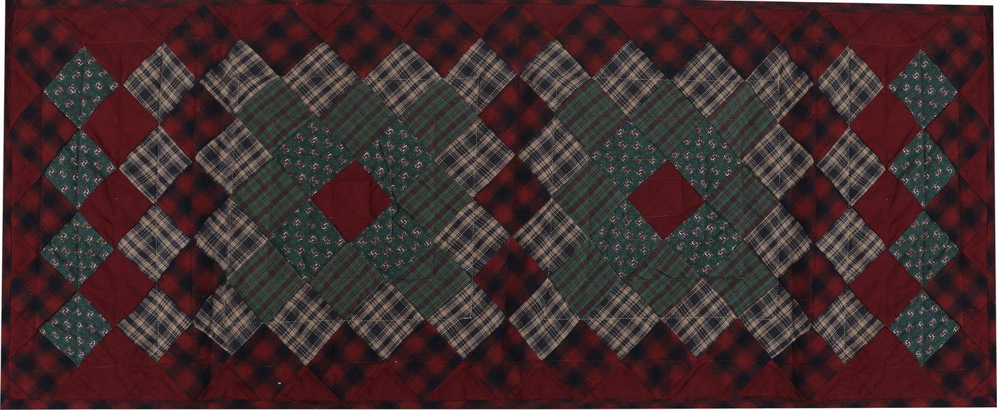 Quilted Table Runner & Toppers patchwork winter berry country plaid, calico print by HOME HEART Brands( made in INDIA)