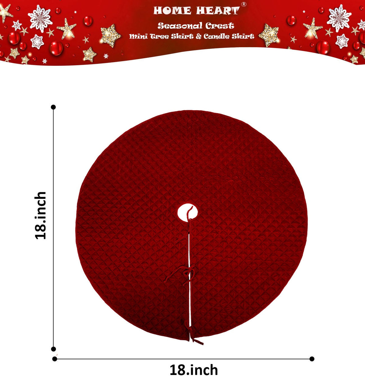 Christmas tree skirt classic burgundy dark red micro Velvet Quilted Thick Double Layer by HOME HEART Brands