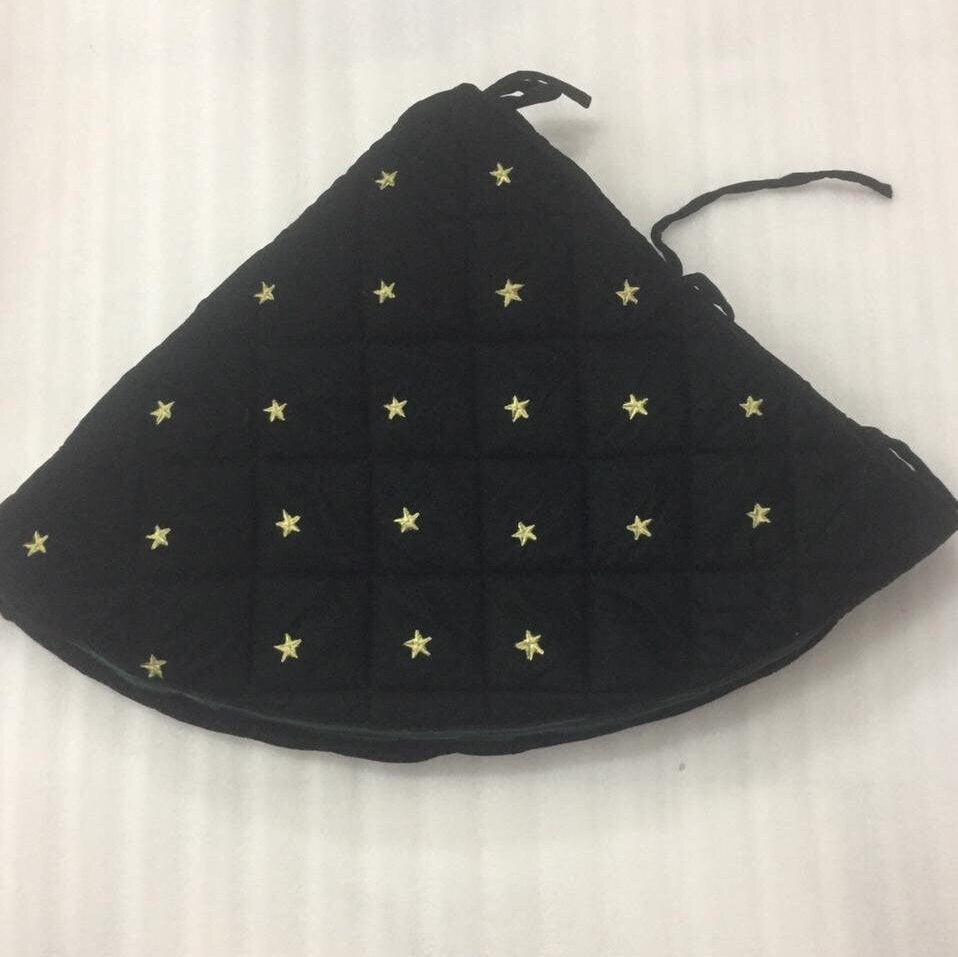 Christmas tree skirt quilted micro green Velvet fabric and gold star embroidered on it. Thick Double Layer quilted by HOME HEART Brands