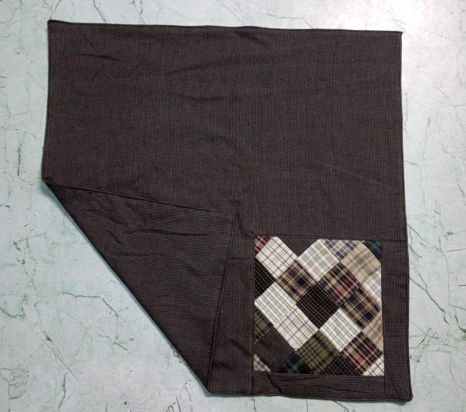 Table napkins corner patchwork double layered country Farm Mix plaid 18"X18" by HOME HEART Brands(Made in India)