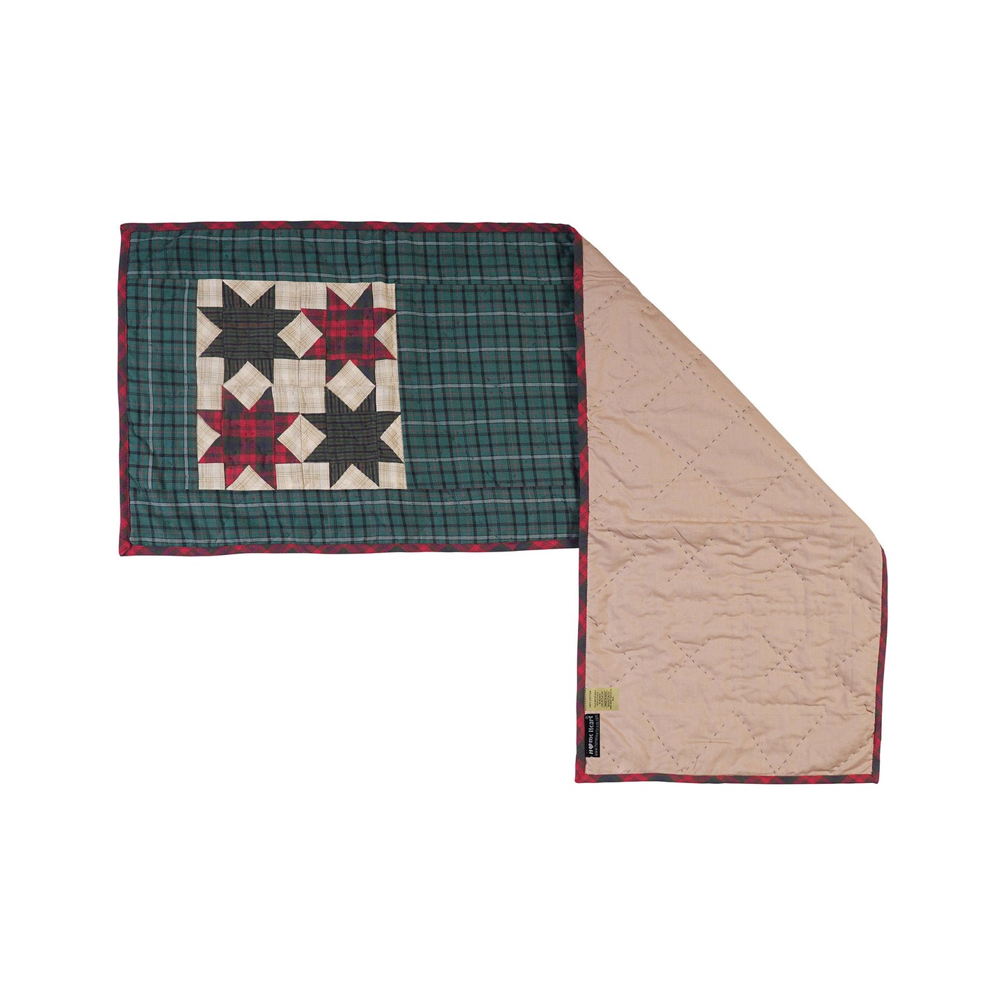 Hand Quilted patchwork 13"x42" Table Runner & Toppers Country planned sampler plaid cotton fabric by HOME HEART Brands(made in INDIA)