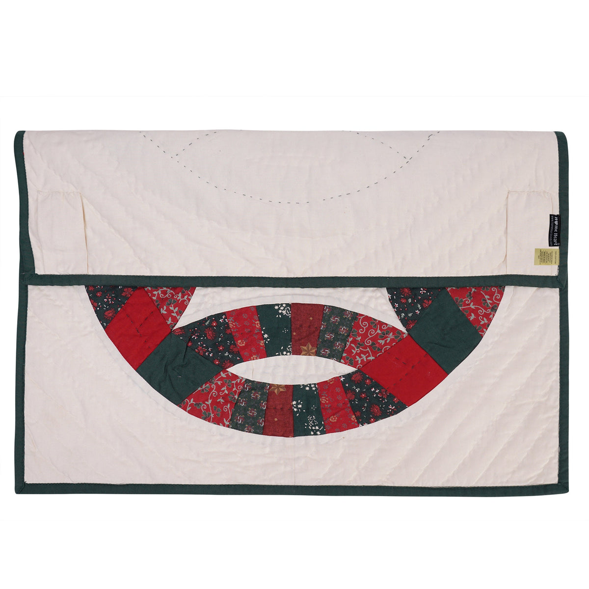 Hand Quilted table topper, square mat runner, patchwork , small quilt, Calico floral prints sew pocket by HOME HEART Brands(Made in India)