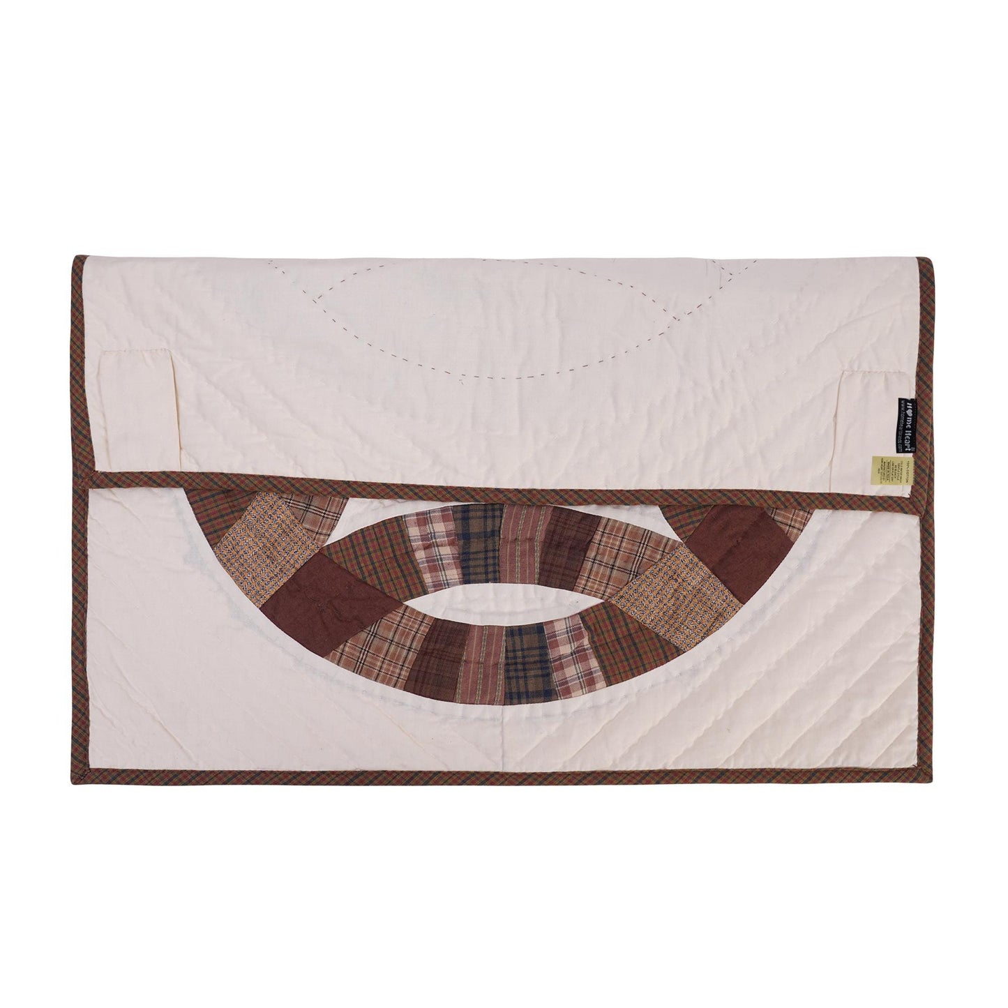 Square block small quilt wall hanging 19"x19" country table topper,two sew pocket hand quilted patchwork by HOME HEART Brands(Made in India)