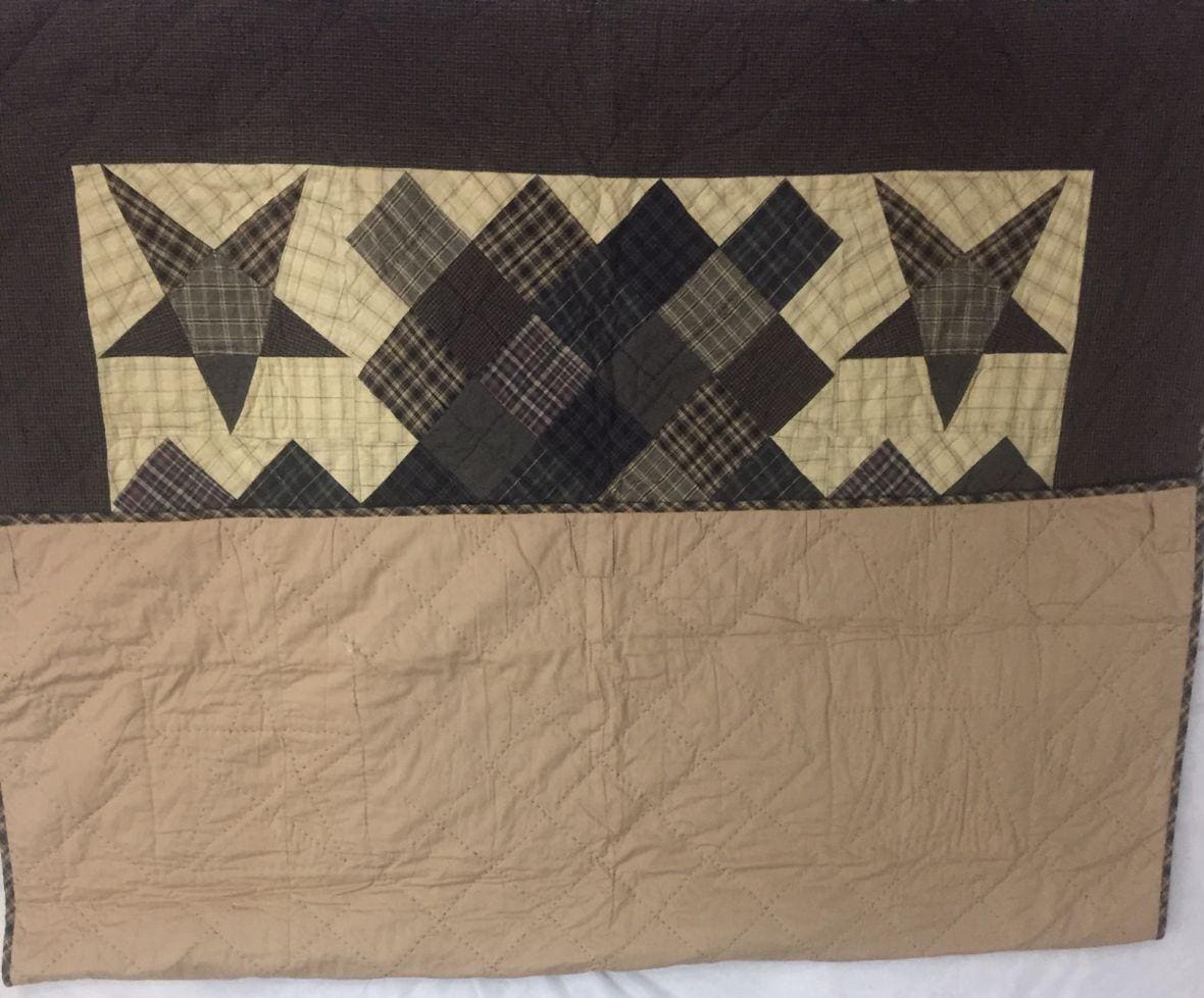 Hand Quilted Throw, wall hanging ,Table Topper quilt 50"x60" country primitive blazing star square by Home Heart brands (Made in India)