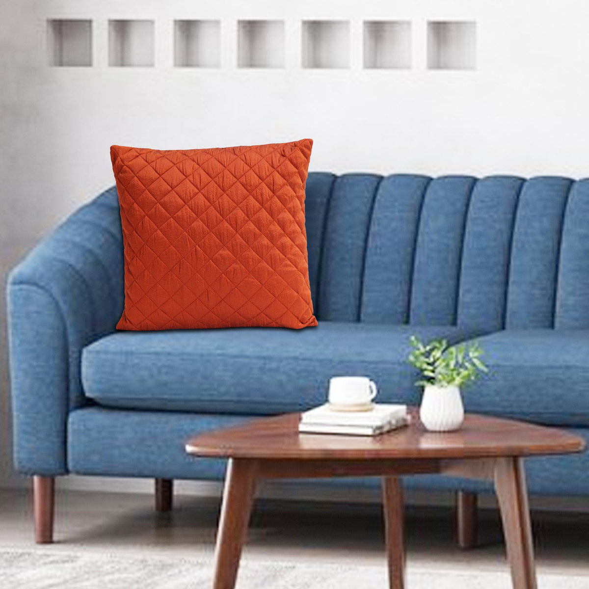 Fall orange Quilted Faux Dupioni Silk Cushion Covers Throw Pillow, Zipper Closure, Accent Pillow Decorative pillow by HOME HEART Brands