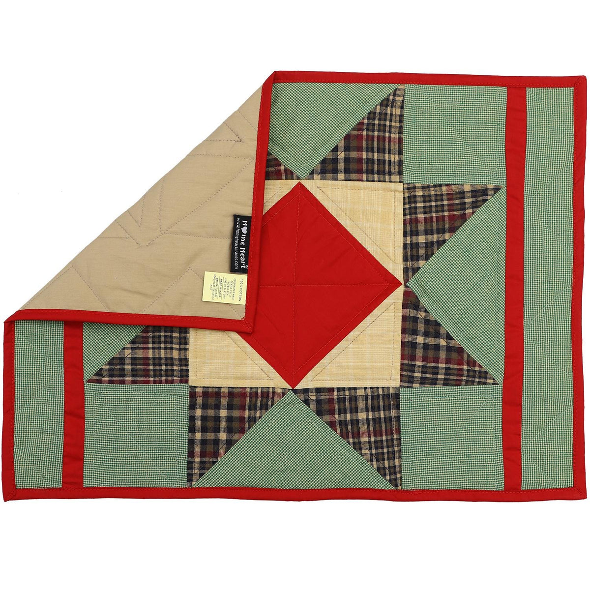 Christmas Quilted placemat & table mat, table top, table runner patchwork Rising Country Star by HOME HEART Brands (made in INDIA)