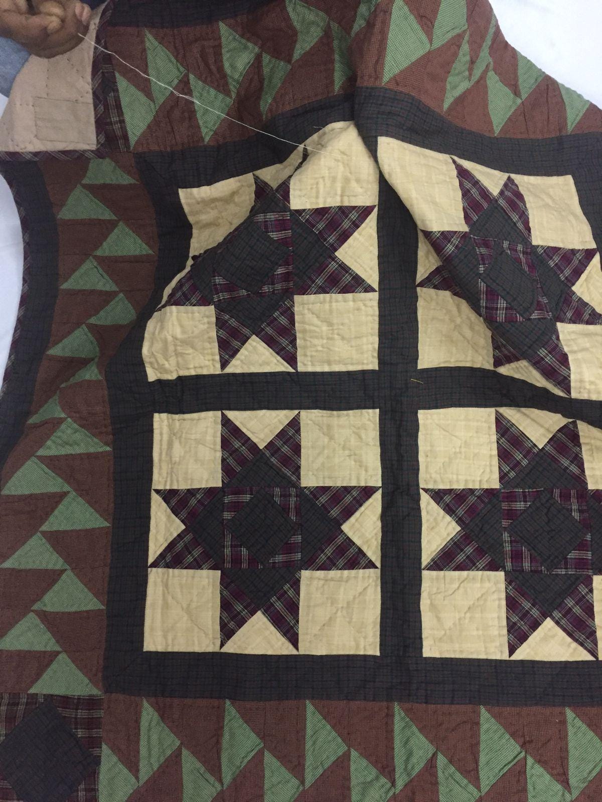 Hand made Hand quilted Throw Quilt, Table Toppers 44"x44" Christmas star patchwork Cotton quilt by Home Heart brands (Made in India)