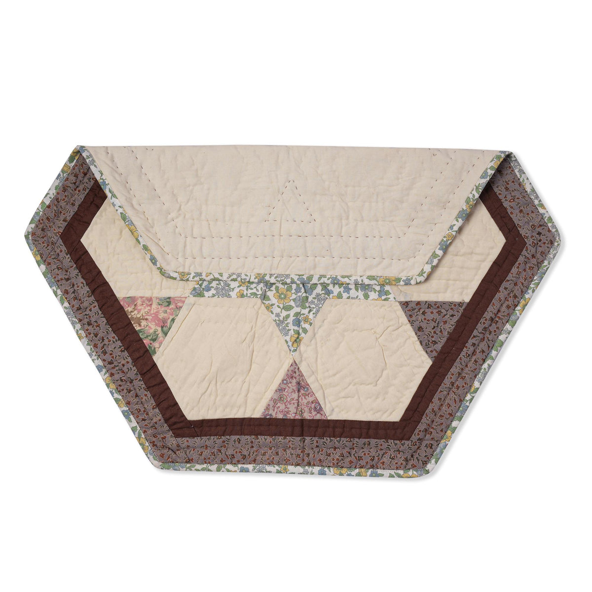 Hand made Hand quilted Throw Quilt, Table Topper 20"x20" hexagon star quilt by Home Heart brands (Made in India)