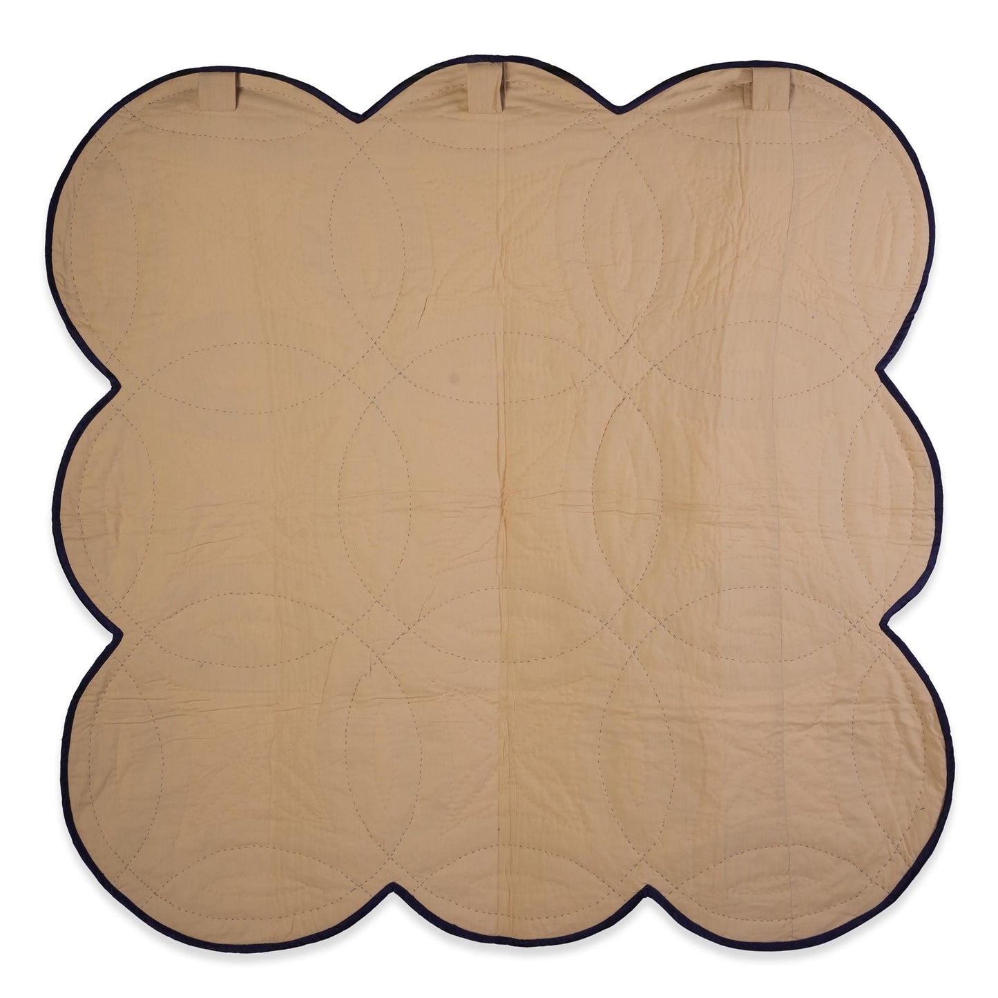 Hand made hand quilted unique Bangalore silk Double wedding ring 44"x44" patchwork Wall hanging & Toppers, baby quilt by HOME HEART Brands