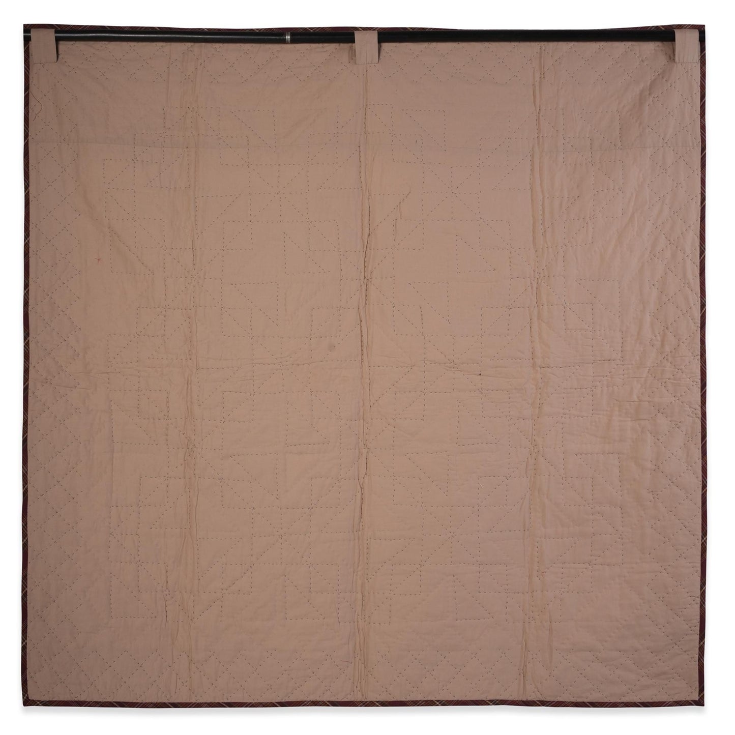 Hand made Hand quilted Throw Quilt, Wall hanging, 45"x45" country Flying geese multi plaid quilt by Home Heart brands (Made in India)